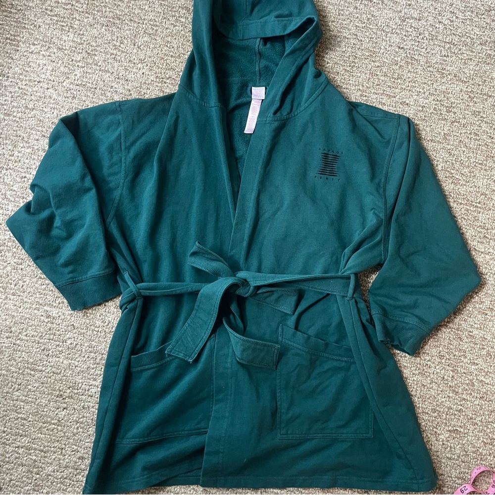 Savage X Fenty Teal Robe with Hood and Belt